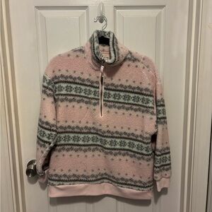 Hippie Rose Pink and Gray Patterned Turtleneck Sweater